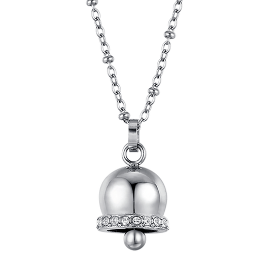 COLLIER FEMME CLOCHE EN ACIER AVEC CRISTAUX BLANCS