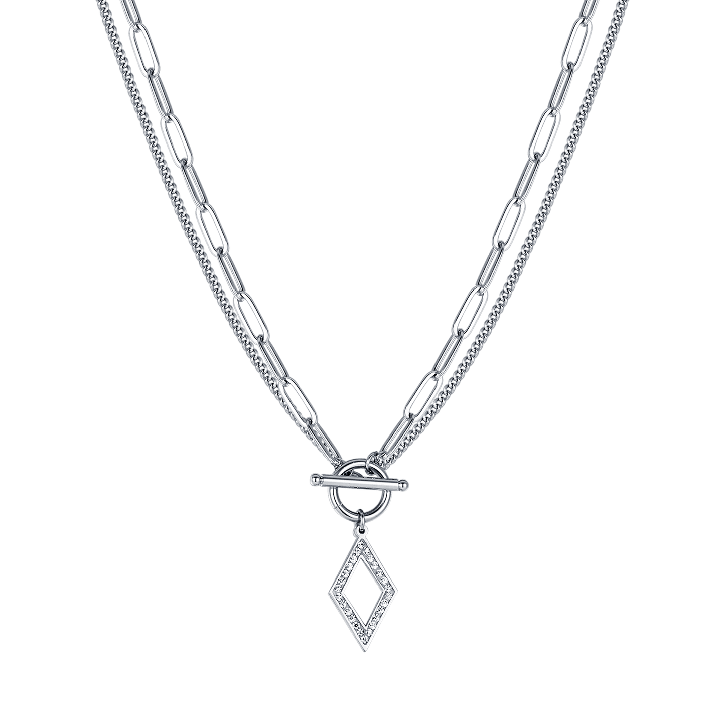 COLLIER POUR FEMME EN ACIER AVEC CRISTAUX BLANCS