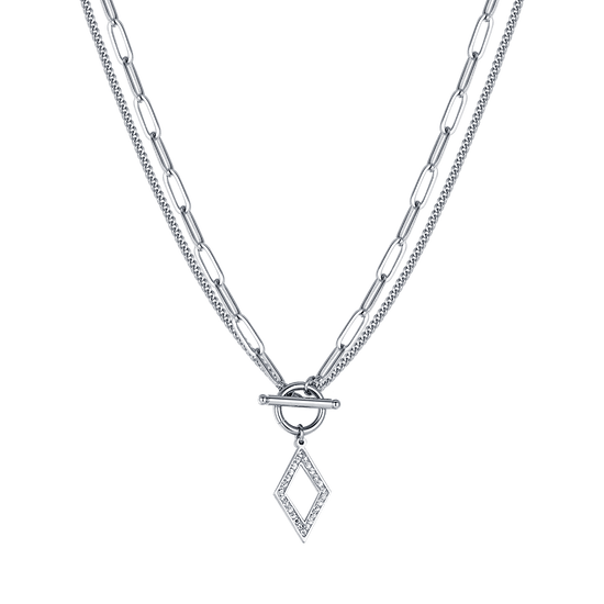 COLLIER POUR FEMME EN ACIER AVEC CRISTAUX BLANCS