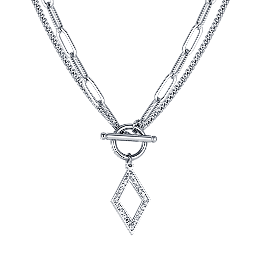 COLLIER POUR FEMME EN ACIER AVEC CRISTAUX BLANCS