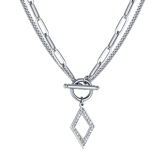 COLLIER POUR FEMME EN ACIER AVEC CRISTAUX BLANCS