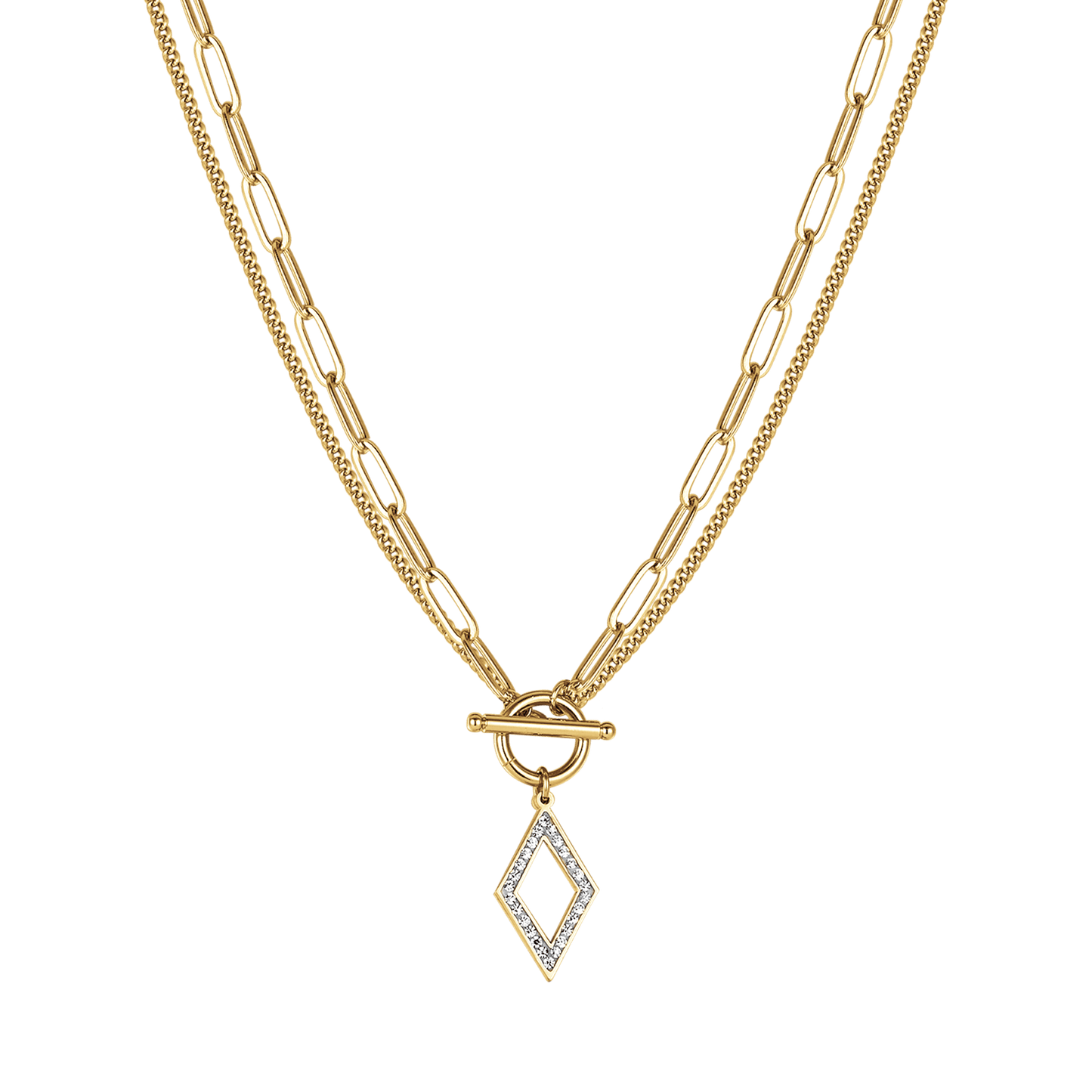 COLLIER POUR FEMME EN ACIER AVEC CRISTAUX BLANCS