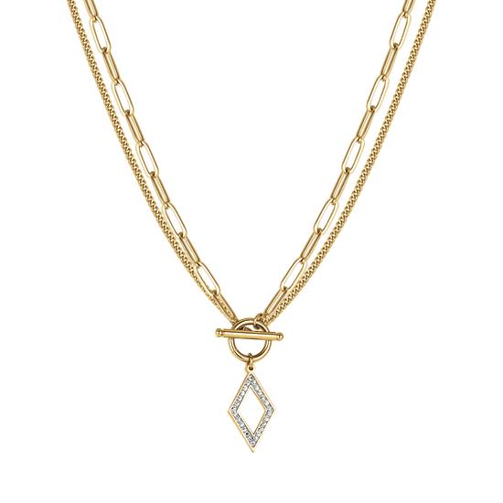 COLLIER POUR FEMME EN ACIER AVEC CRISTAUX BLANCS