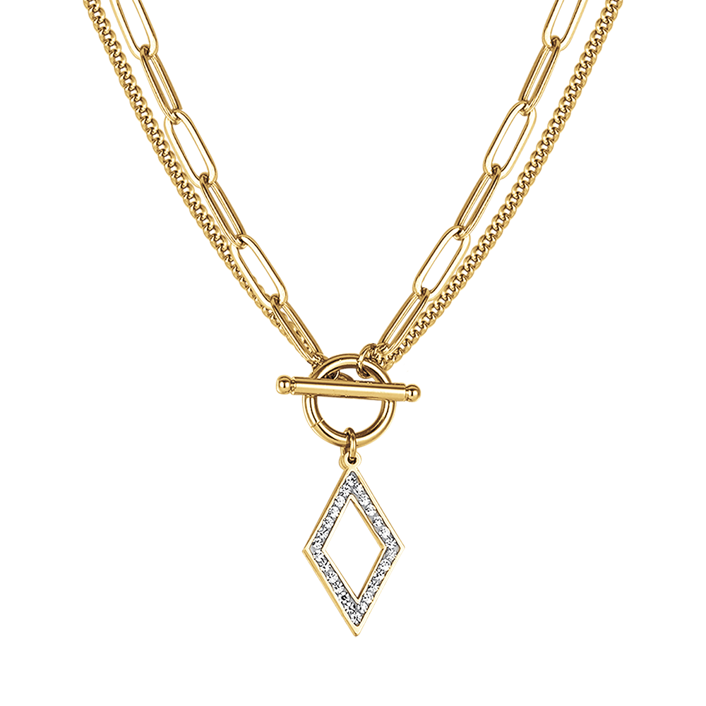 COLLIER POUR FEMME EN ACIER AVEC CRISTAUX BLANCS