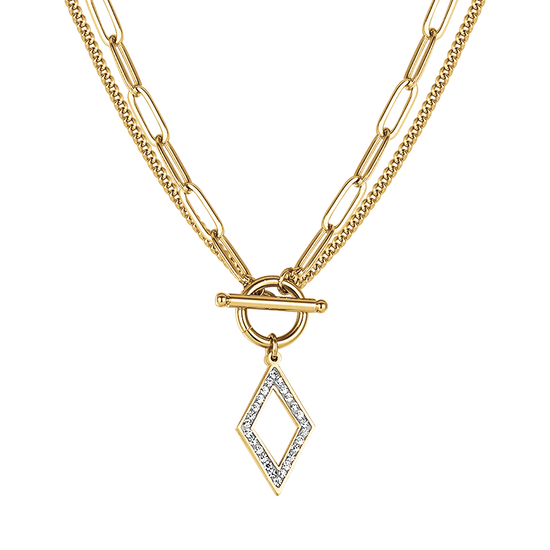 COLLIER POUR FEMME EN ACIER AVEC CRISTAUX BLANCS