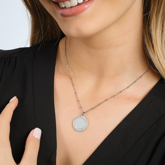 COLLIER POUR FEMME EN ACIER AVEC CRISTAUX BLANCS