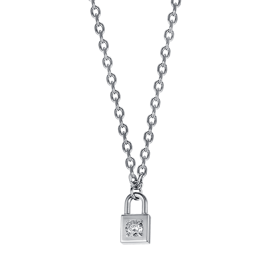 COLLIER FEMME EN ACIER AVEC CADENAS AVEC CRISTAL BLANC