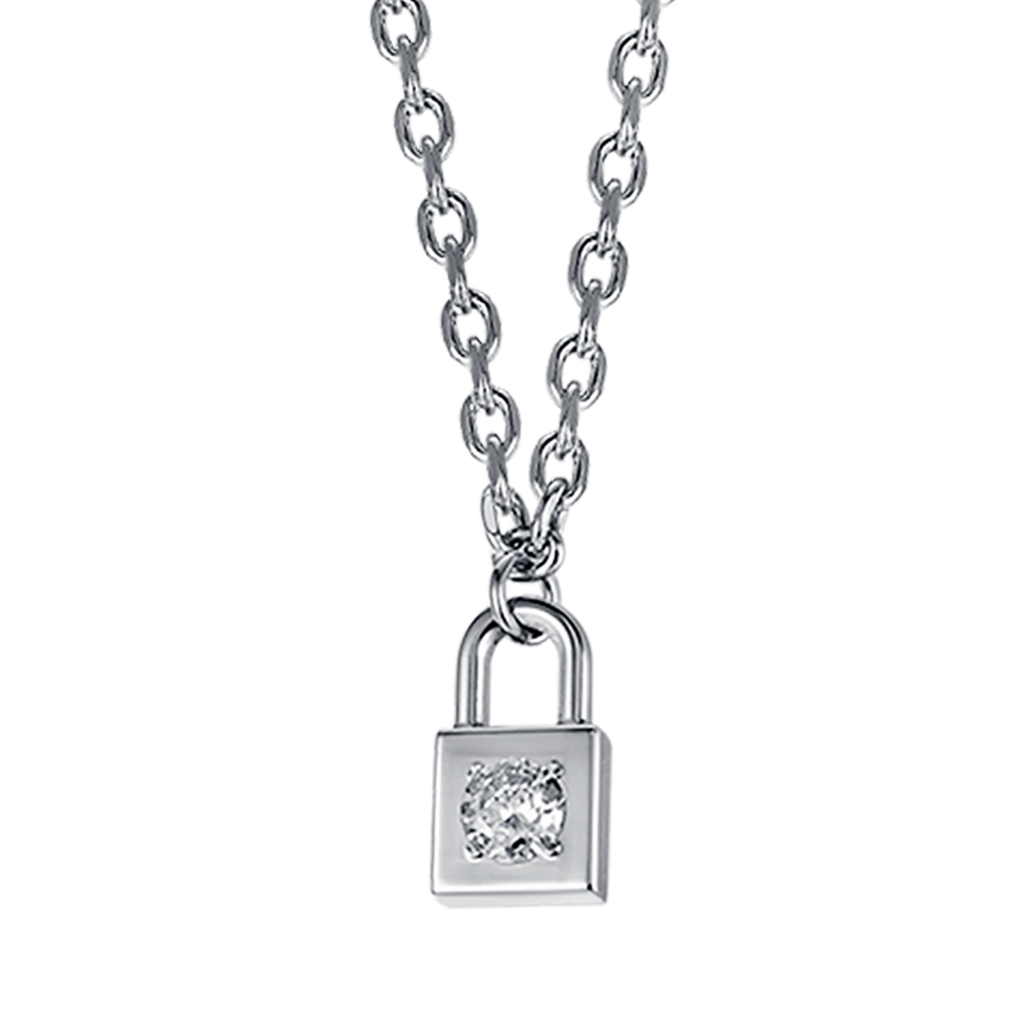 COLLIER FEMME EN ACIER AVEC CADENAS AVEC CRISTAL BLANC