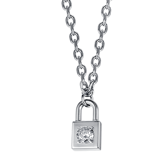 COLLIER FEMME EN ACIER AVEC CADENAS AVEC CRISTAL BLANC