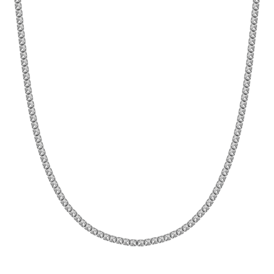 COLLIER DE TENNIS EN ACIER POUR FEMMES AVEC CRISTAUX BLANCS DE 4 MM