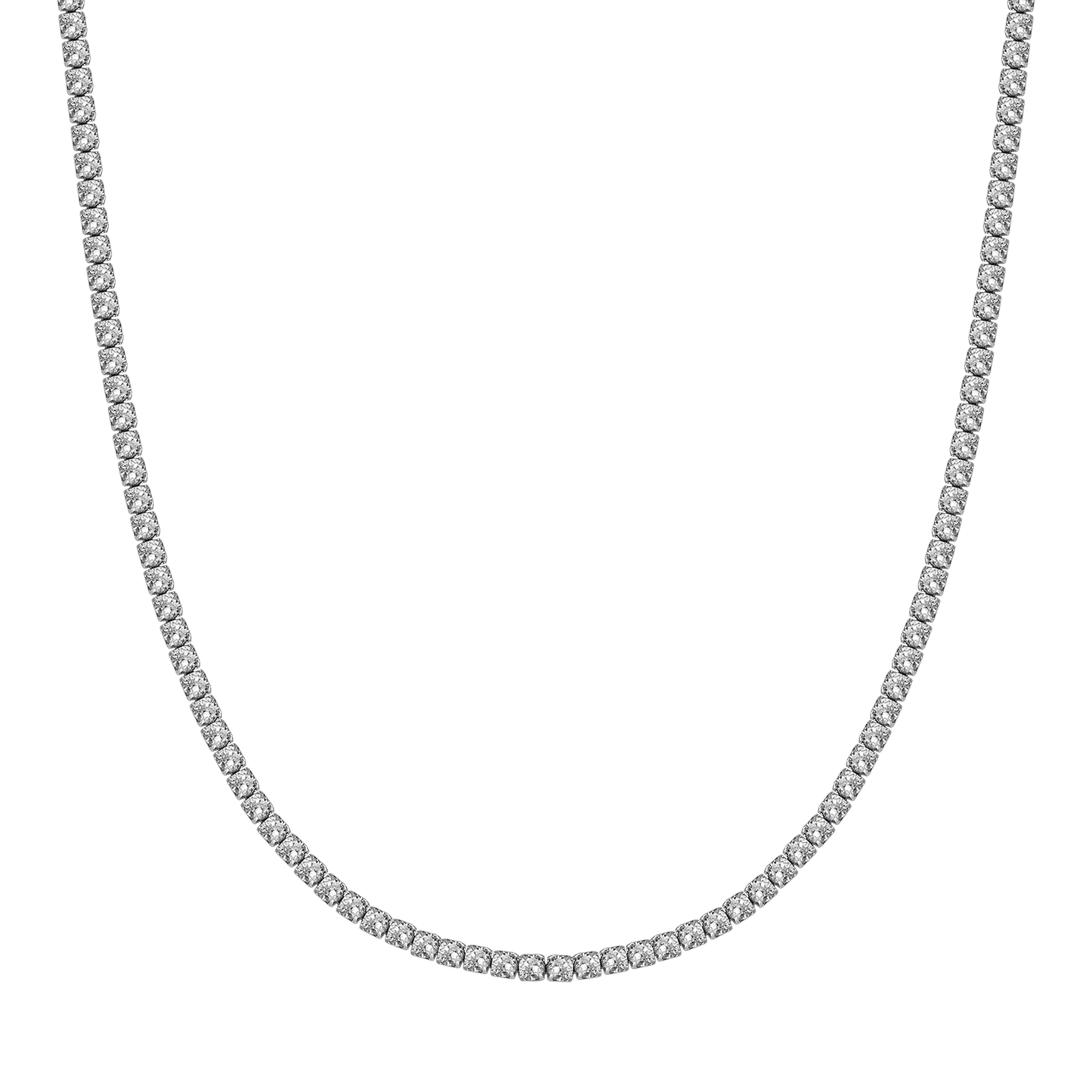 COLLIER DE TENNIS EN ACIER POUR FEMMES AVEC CRISTAUX BLANCS DE 4 MM