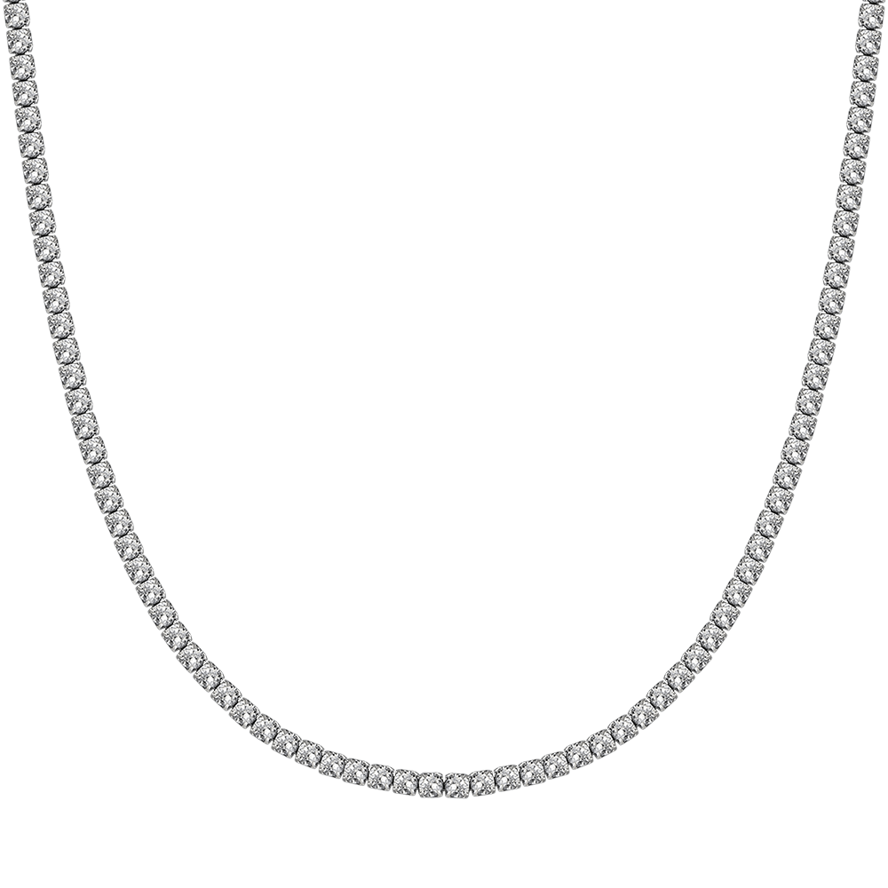 COLLIER DE TENNIS EN ACIER POUR FEMMES AVEC CRISTAUX BLANCS DE 4 MM