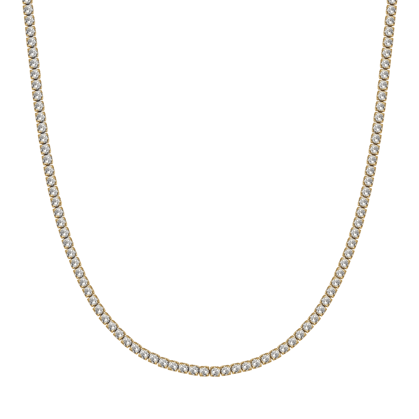 COLLIER DE TENNIS EN ACIER POUR FEMMES AVEC CRISTAUX BLANCS DE 4 MM