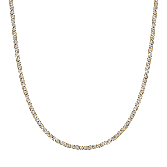 COLLIER DE TENNIS EN ACIER POUR FEMMES AVEC CRISTAUX BLANCS DE 4 MM