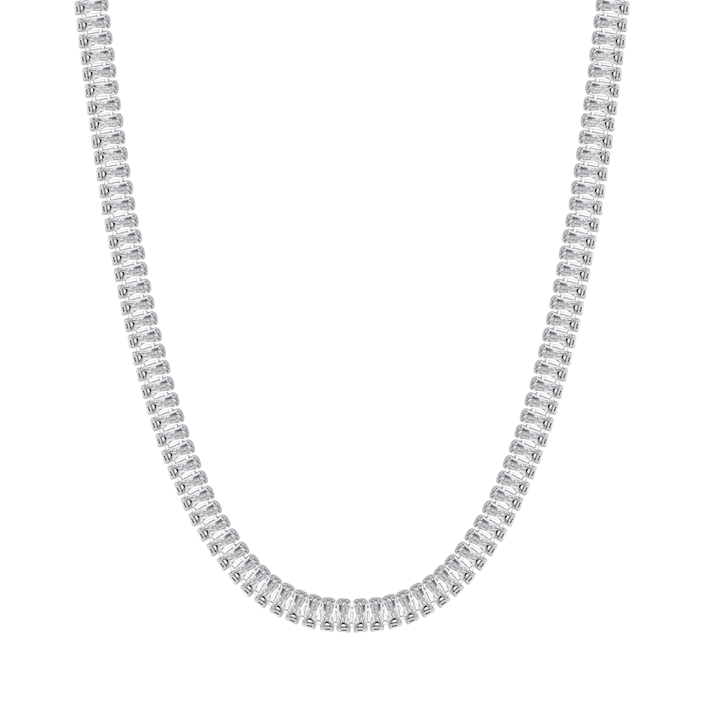 COLLIER TENNIS FEMME EN ACIER AVEC CRISTAUX BAGUETTE BLANCS