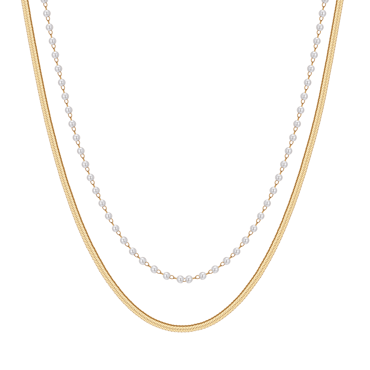 COLLIER FEMME EN ACIER AVEC PERLES BLANCHES