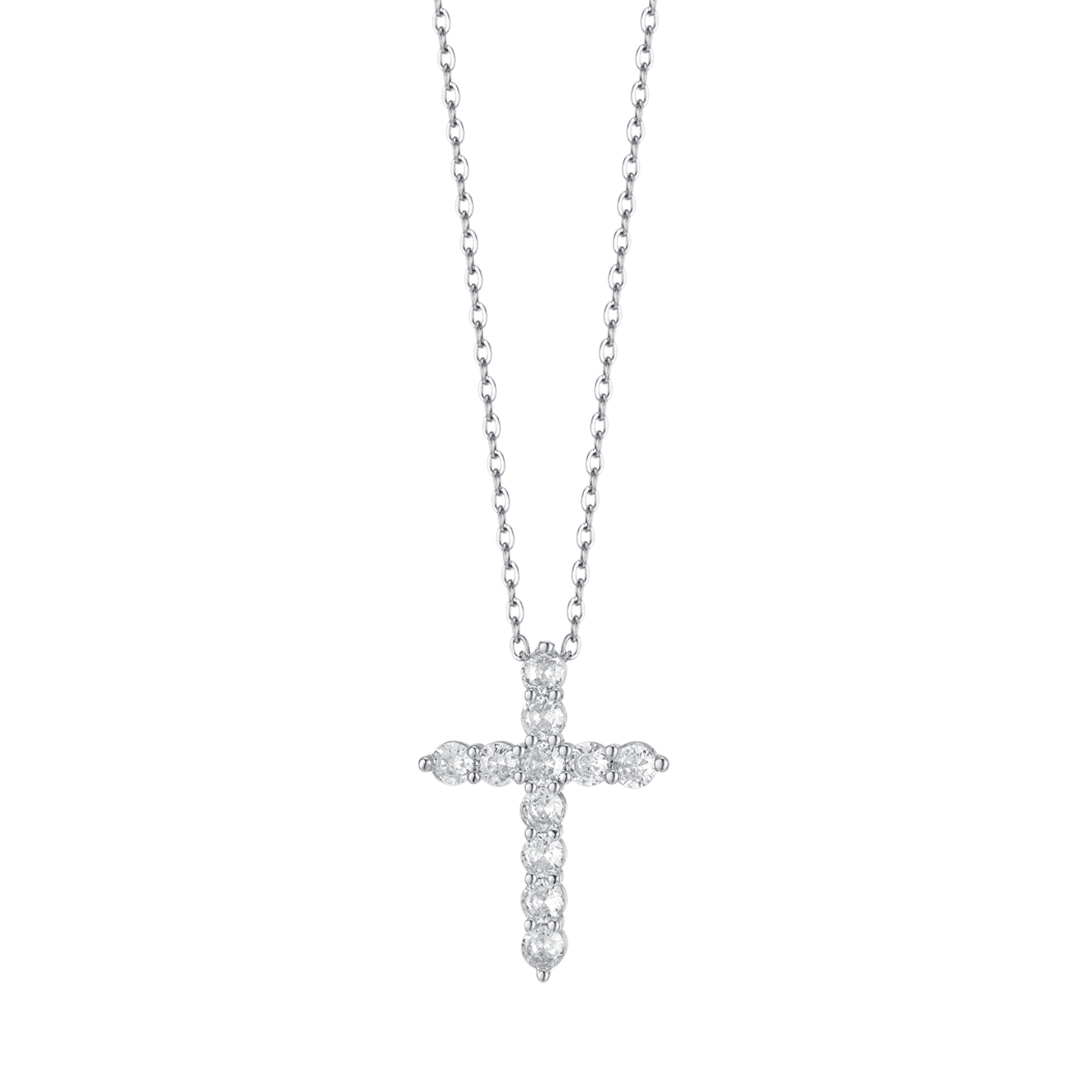 COLLIER CROIX EN ACIER POUR FEMMES AVEC CRISTAUX BLANCS