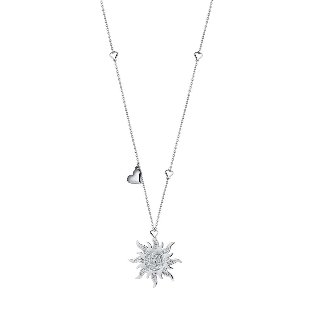 COLLIER SOLEIL EN ACIER AVEC CRISTAUX BLANCS POUR FEMMES