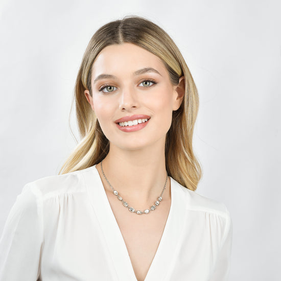 COLLIER POUR FEMME EN ACIER AVEC CRISTAUX BLANCS