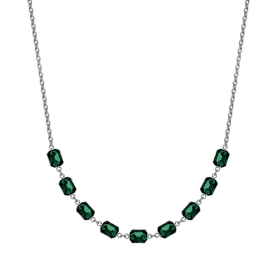 COLLIER FEMME EN ACIER AVEC CRISTAUX VERTS