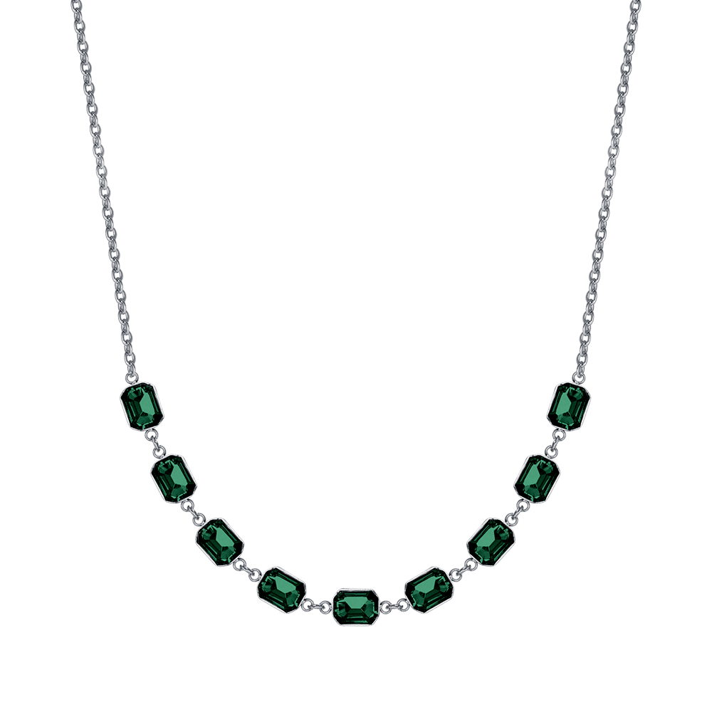 COLLIER FEMME EN ACIER AVEC CRISTAUX VERTS