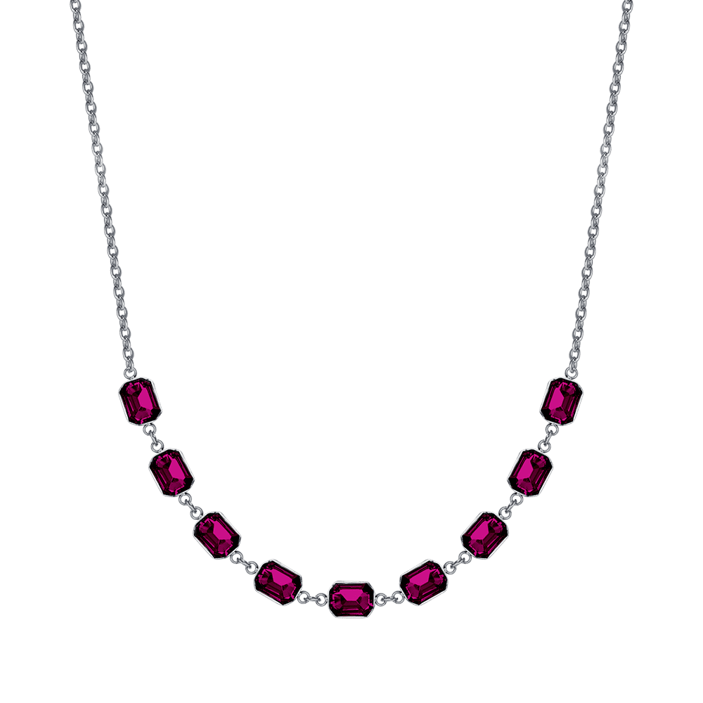 COLLIER POUR FEMME EN ACIER AVEC CRISTAUX FUCHSIA