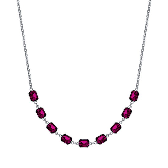 COLLIER POUR FEMME EN ACIER AVEC CRISTAUX FUCHSIA