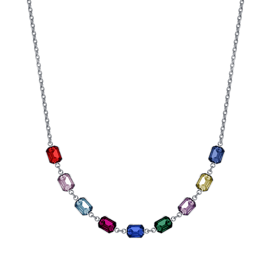 COLLIER EN ACIER POUR FEMMES AVEC CRISTAUX MULTICOLORES