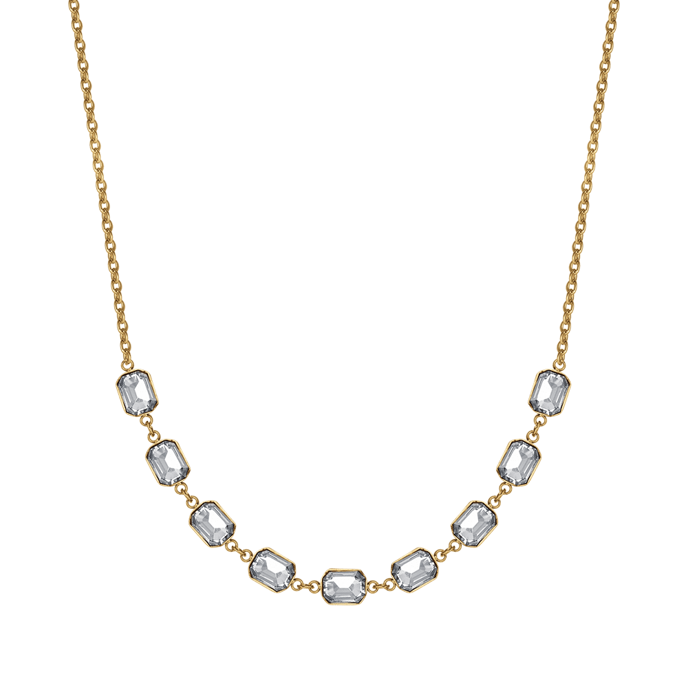 COLLIER POUR FEMME EN ACIER DORÉ AVEC CRISTAUX BLANCS