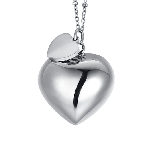 COLLIER ANGE EN ACIER AVEC COEUR ET CHARME DE COEUR pendentif Luca Barra