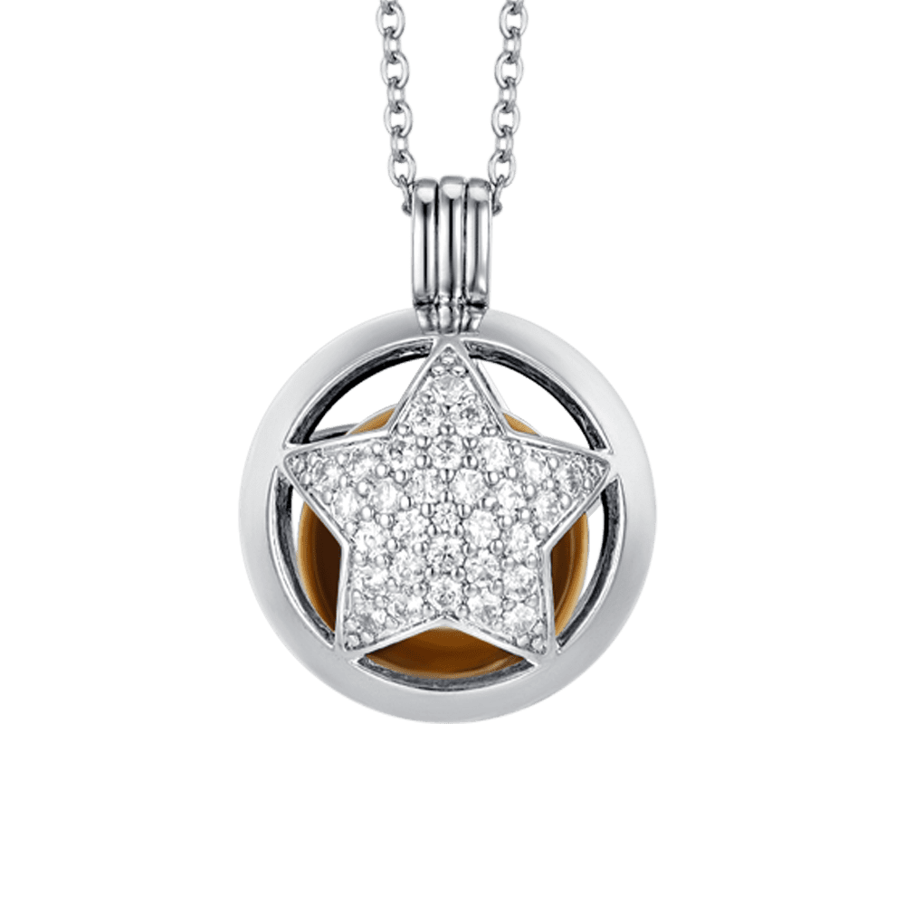 COLLIER D'APPEL D'ANGES EN ÉTOILE EN ACIER AVEC CRISTAUX BLANCS