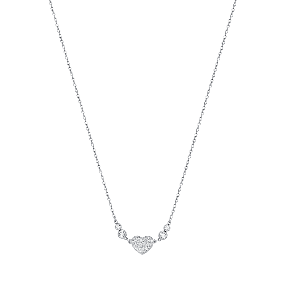 COLLIER CŒUR EN ACIER POUR FEMME AVEC CRISTAUX BLANCS