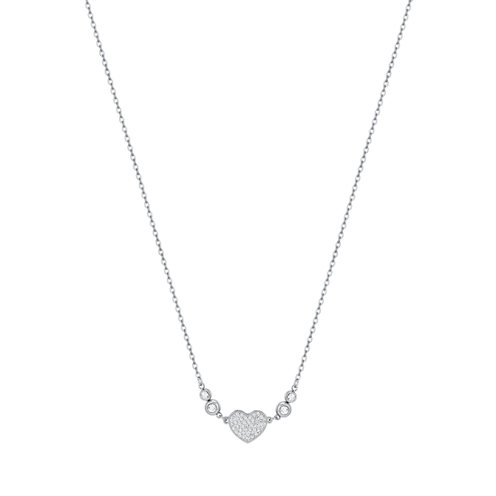 COLLIER CŒUR EN ACIER POUR FEMME AVEC CRISTAUX BLANCS