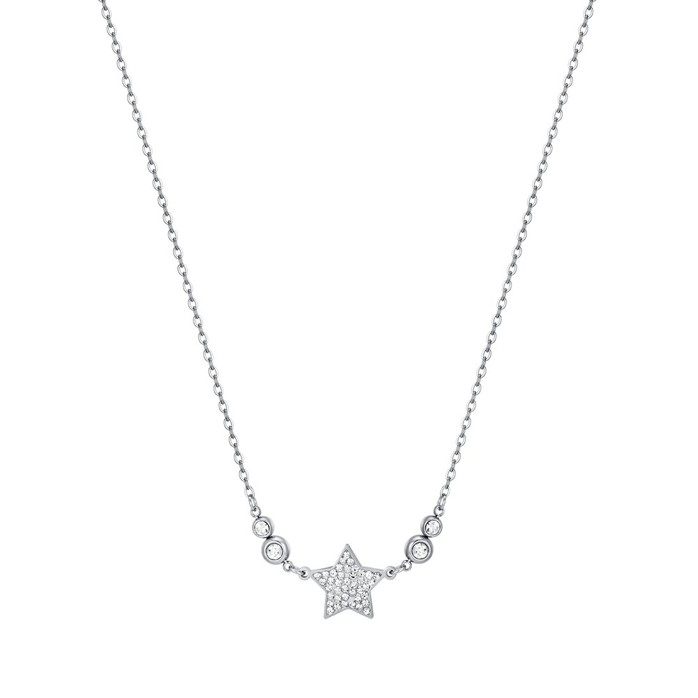 COLLIER ÉTOILE EN ACIER POUR FEMME AVEC CRISTAUX BLANCS