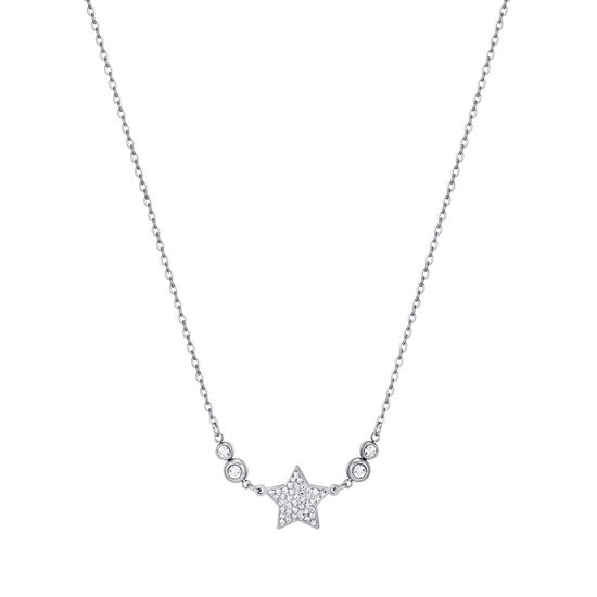 COLLIER ÉTOILE EN ACIER POUR FEMME AVEC CRISTAUX BLANCS