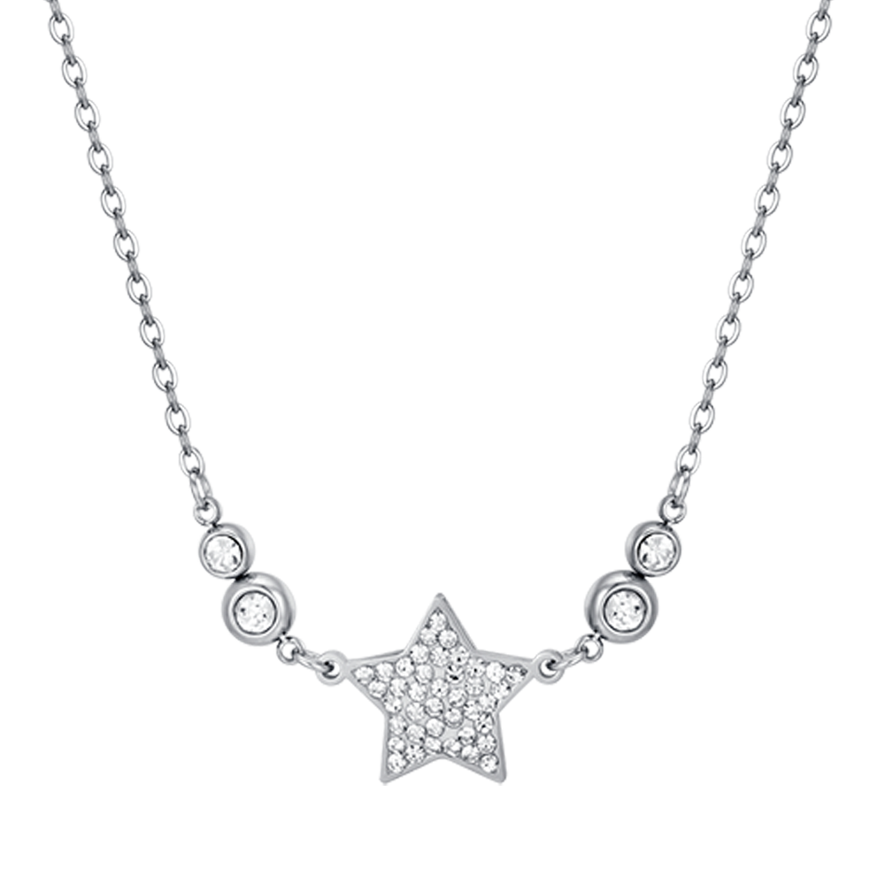 COLLIER ÉTOILE EN ACIER POUR FEMME AVEC CRISTAUX BLANCS