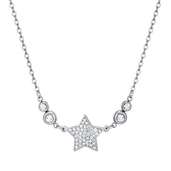 COLLIER ÉTOILE EN ACIER POUR FEMME AVEC CRISTAUX BLANCS