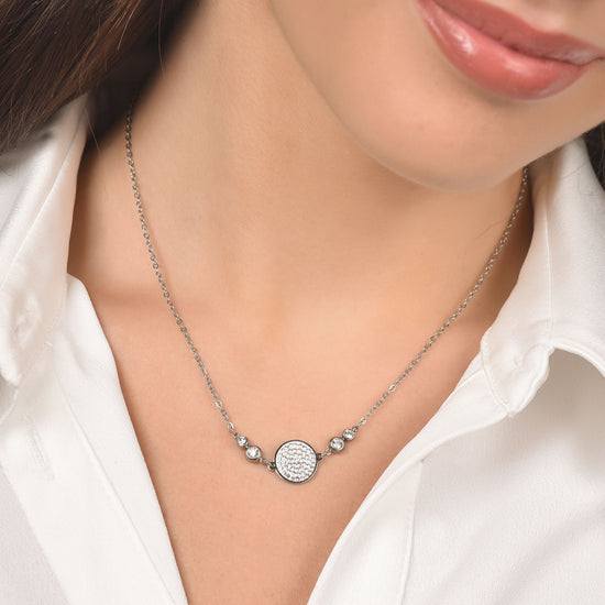 COLLIER POUR FEMME EN ACIER AVEC ÉLÉMENT EN CRISTAL BLANC