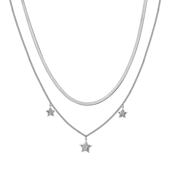 COLLIER ÉTOILE EN ACIER AVEC CRISTAUX BLANCS