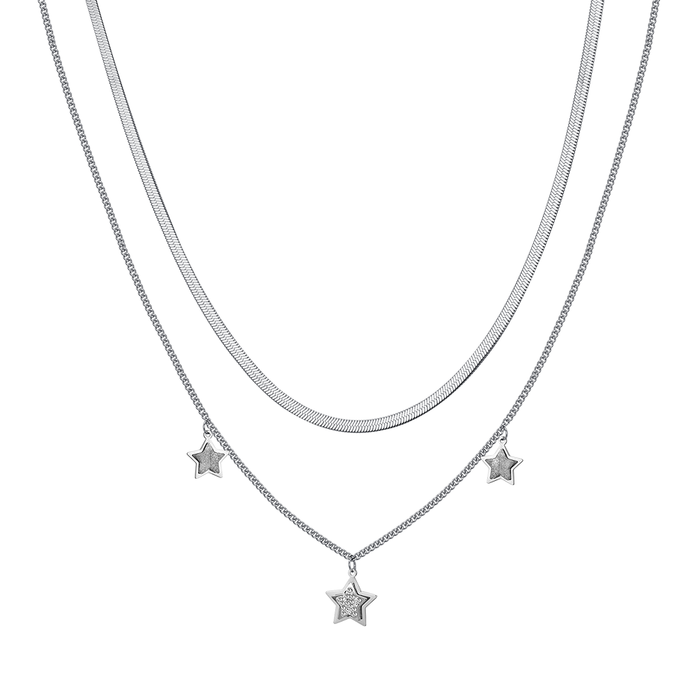 COLLIER ÉTOILE EN ACIER AVEC CRISTAUX BLANCS