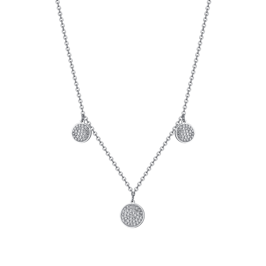 COLLIER FEMME EN ACIER ÉLÉMENTS RONDS AVEC CRISTAUX BLANCS