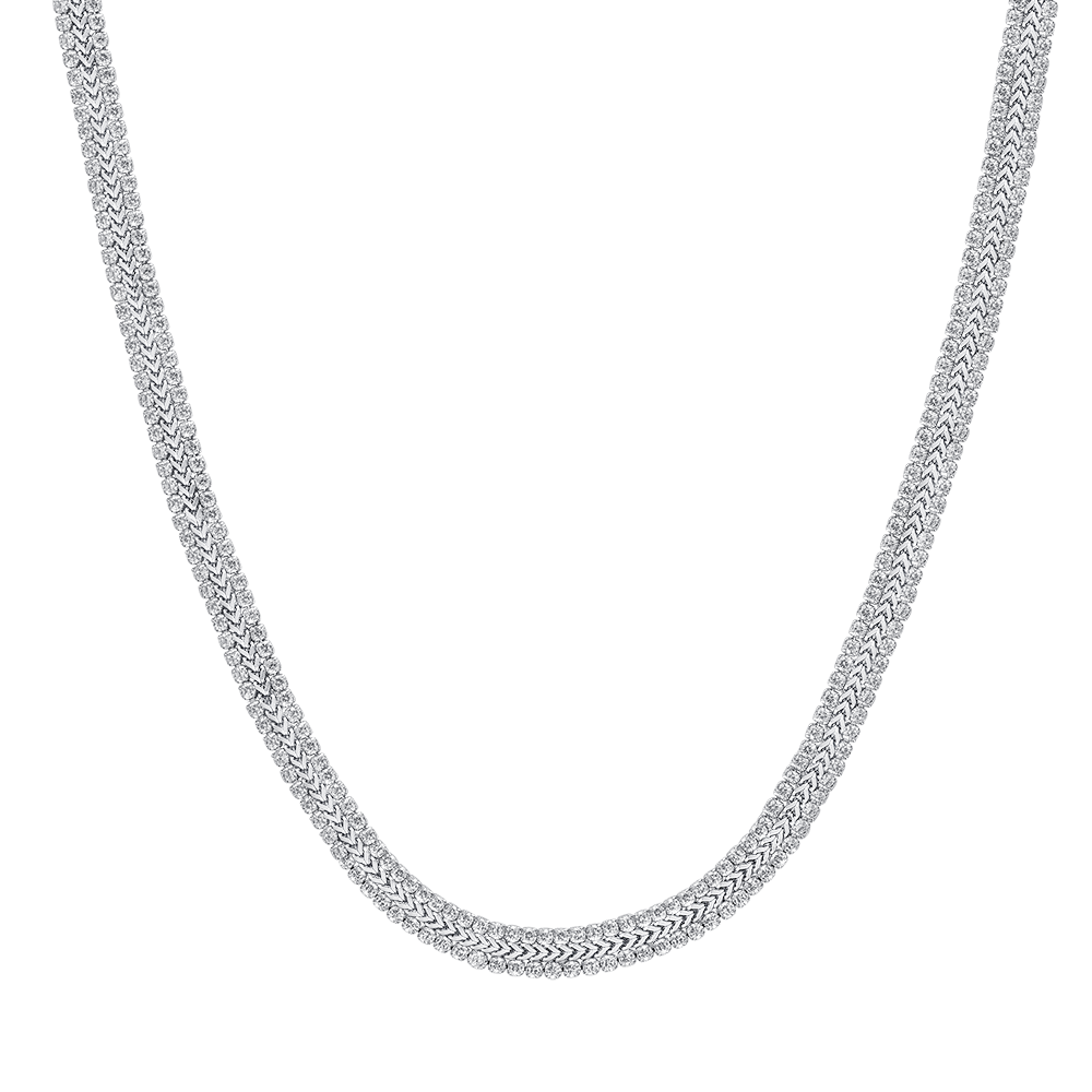 COLLIER TENNIS FEMME EN ACIER AVEC CRISTAUX BLANCS