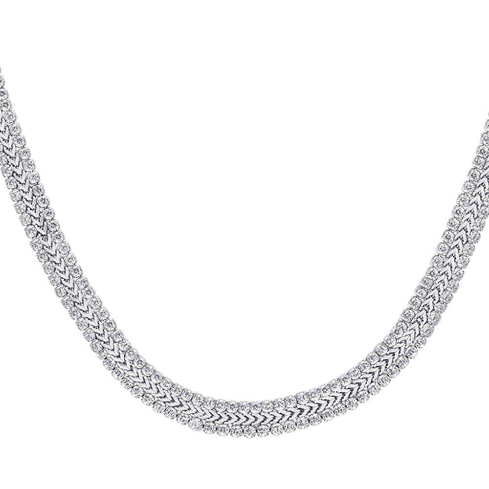 COLLIER TENNIS FEMME EN ACIER AVEC CRISTAUX BLANCS