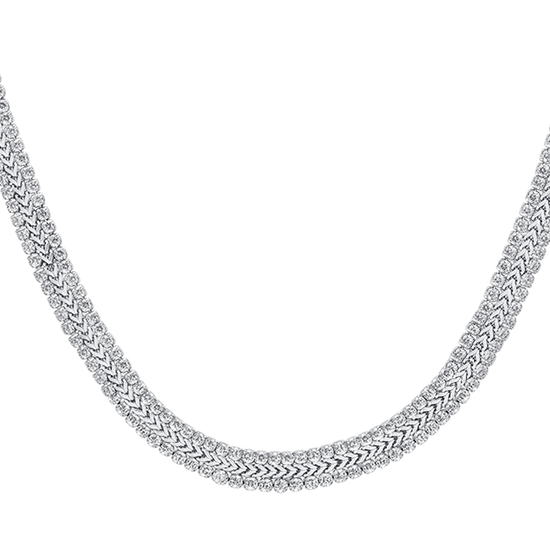 COLLIER TENNIS FEMME EN ACIER AVEC CRISTAUX BLANCS