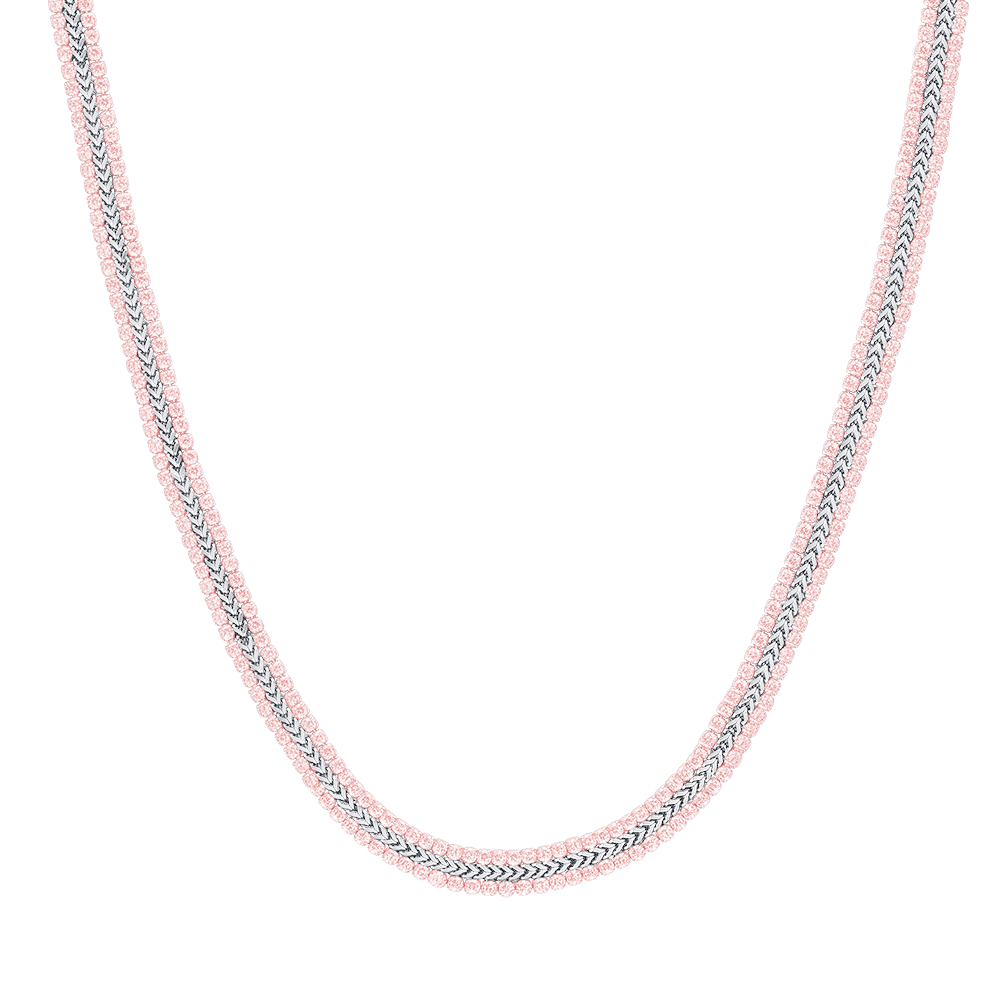 COLLIER DE TENNIS POUR FEMME EN ACIER AVEC CRISTAUX ROSE Luca Barra