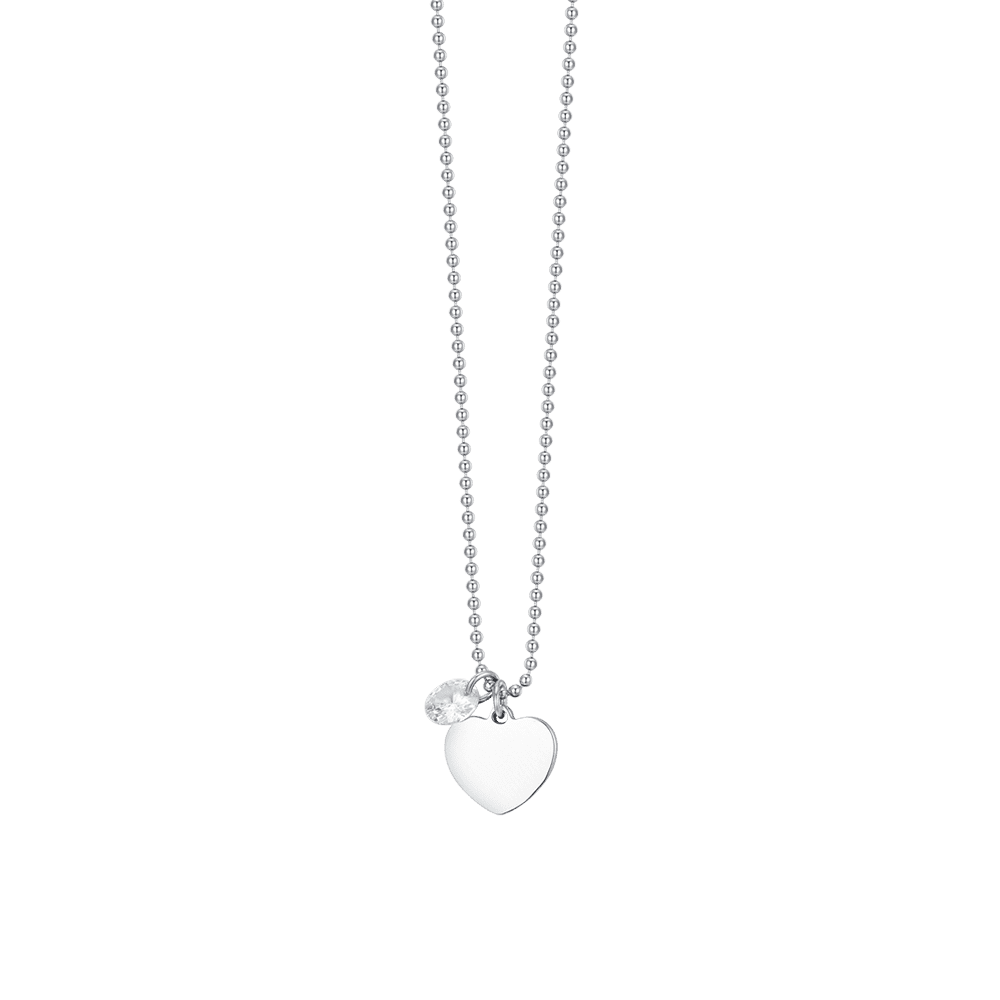 COLLIER FEMME EN ACIER AVEC COEUR ET ZIRCON CUBIQUE BLANC