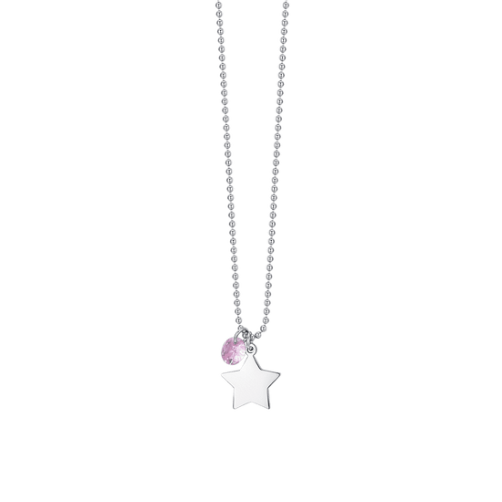 COLLIER FEMME EN ACIER AVEC ÉTOILE ET ZIRCON ROSE