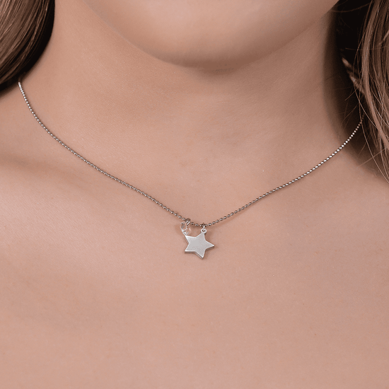 COLLIER FEMME EN ACIER AVEC ÉTOILE ET ZIRCON ROSE