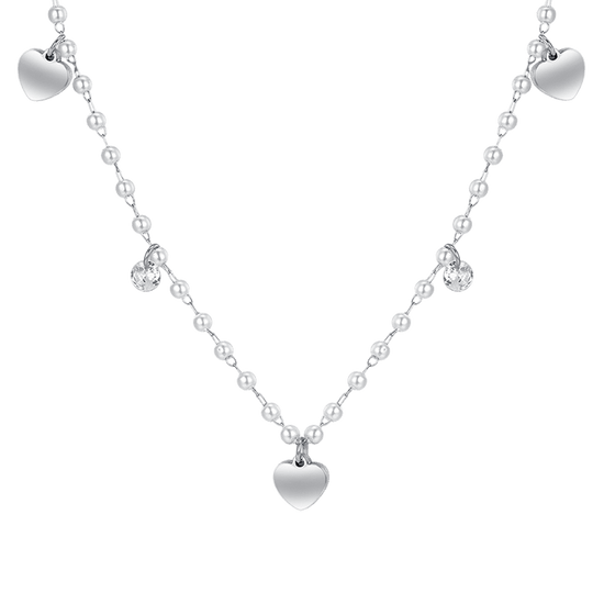 COLLIER DE PERLES EN ACIER AVEC CŒURS