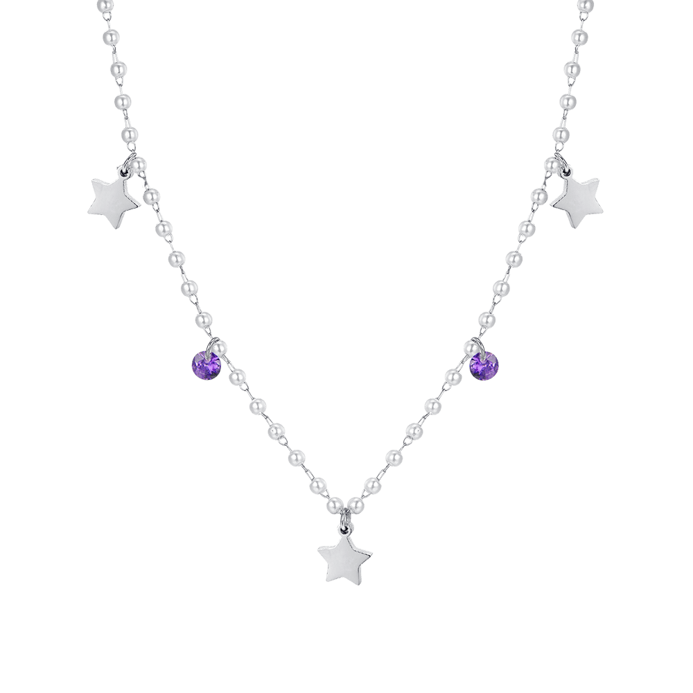 COLLIER DE PERLES EN ACIER AVEC ÉTOILES